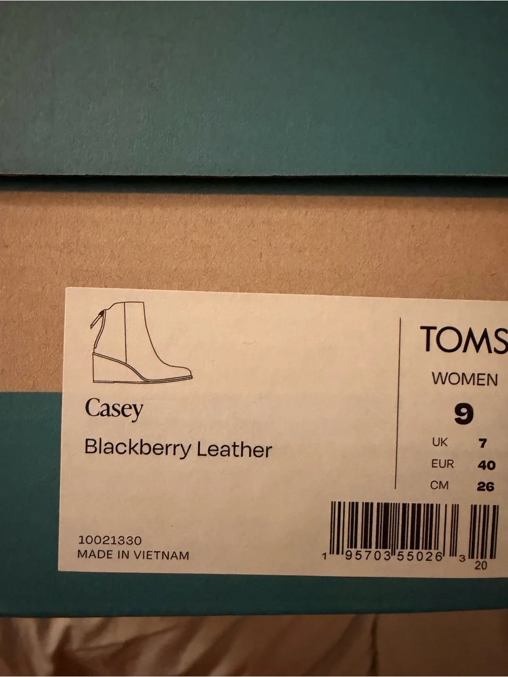 Toms Plum Ankle Bootie with Stacked Heel